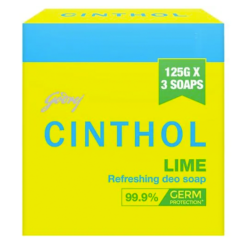 Cinthal-125gx3shop-pack.png Cinthol Lime Refreshing Deo Soap 125 gm (Pack of 3) - Image 1