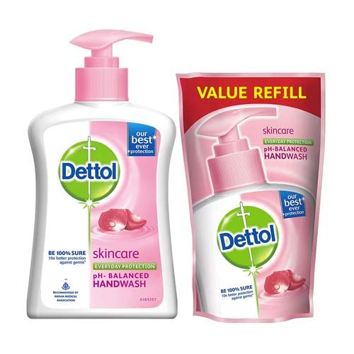 Dettol-Skincare-Germ-Handwash-Liquid-Soap-Pump-200-ml-with-Dettol-Skincare-Handwash-Liquid-Soap-Refill-175-ml.jpg Dettol Skincare Germ Handwash Liquid Soap Pump 200 ml with Dettol Skincare Handwash Liquid Soap Refill 175 ml - Image 1